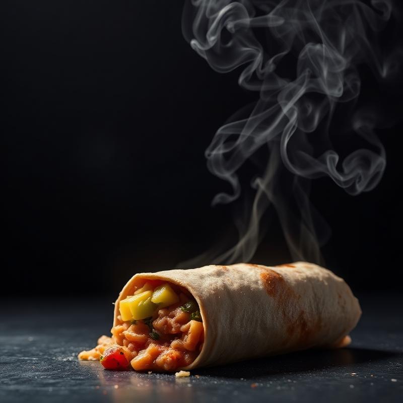 Steaming burrito moody shot