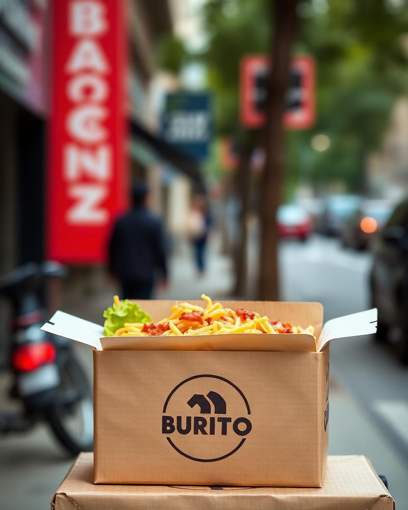 Burrito delivery box on street